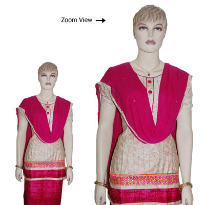 "Contrast Cream color Designer Semi Stitched Dress Material - JBT-32 - Click here to View more details about this Product